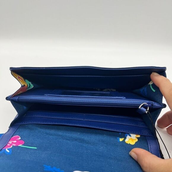 Vera Bradley RFID Audrey Faux Leather and Fabric Wallet Blue White Gray Plaid - Picture 10 of 12